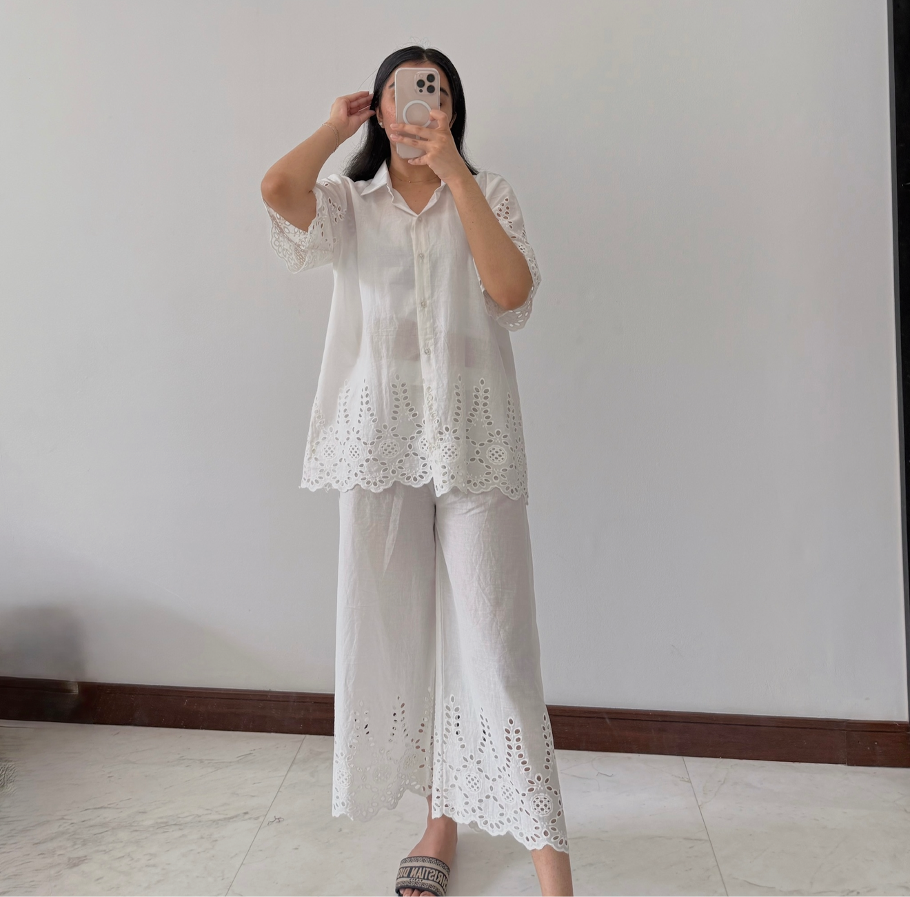 White Cut-work Set