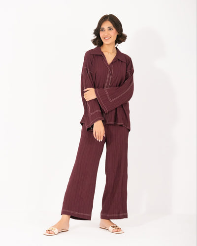 BURGUNDY THREAD-WORK SET