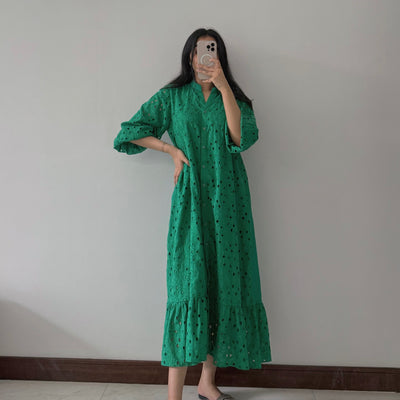 Green Schiffli Dress