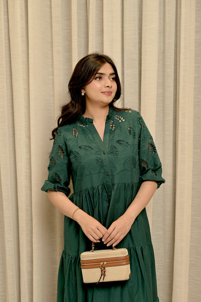 Teal Schiffli Dress