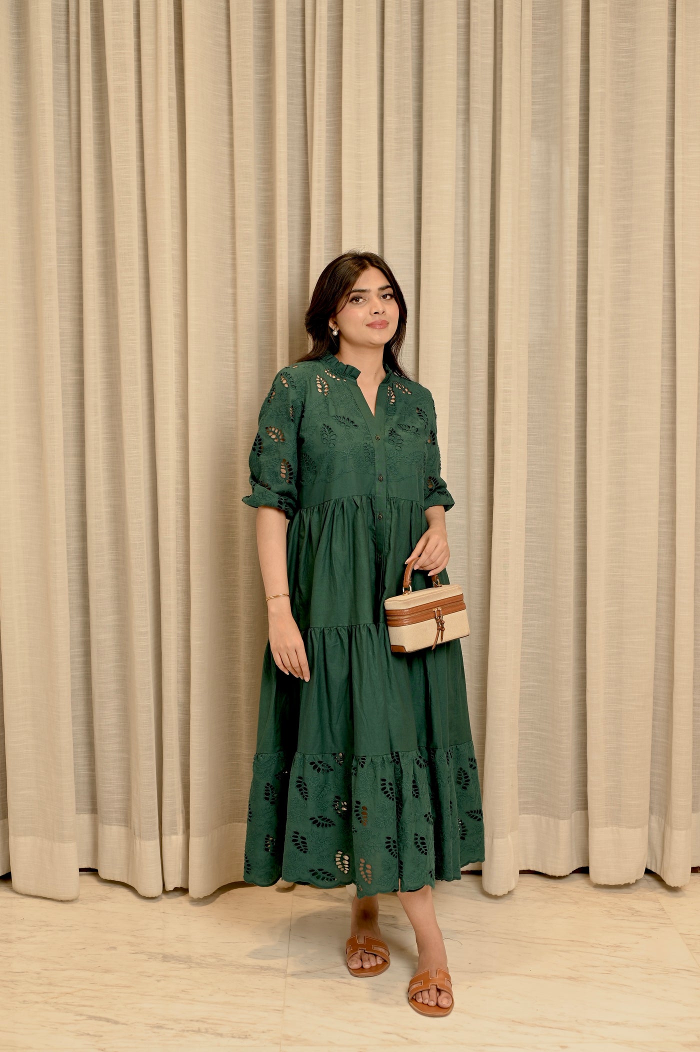 Teal Schiffli Dress
