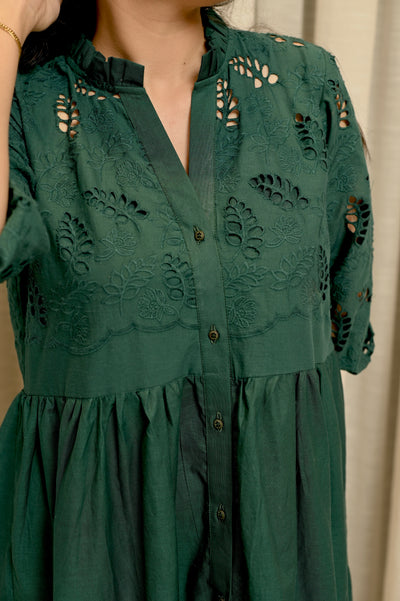 Teal Schiffli Dress