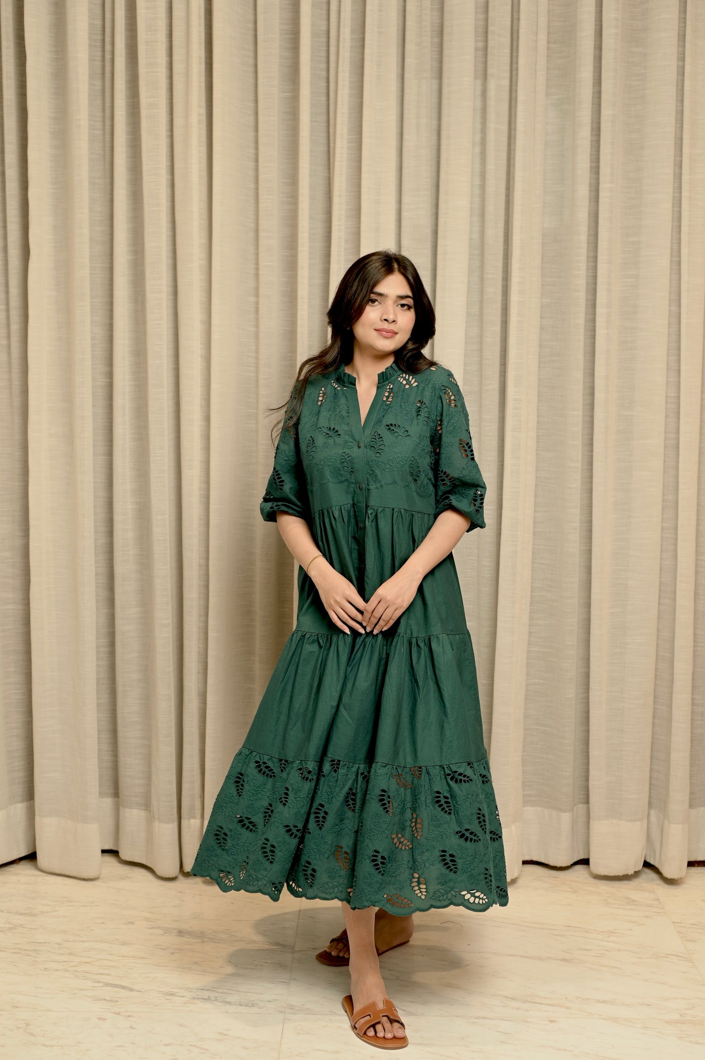 Teal Schiffli Dress