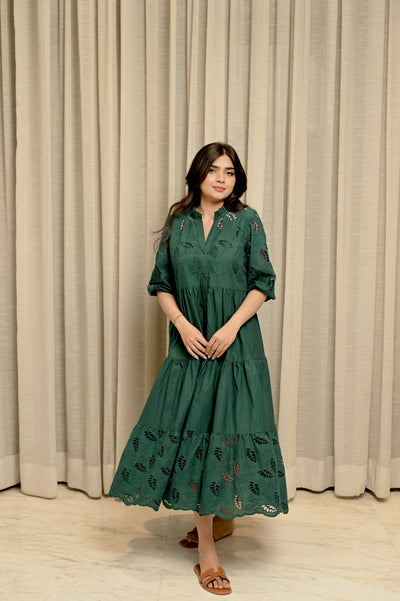 Teal Schiffli Dress