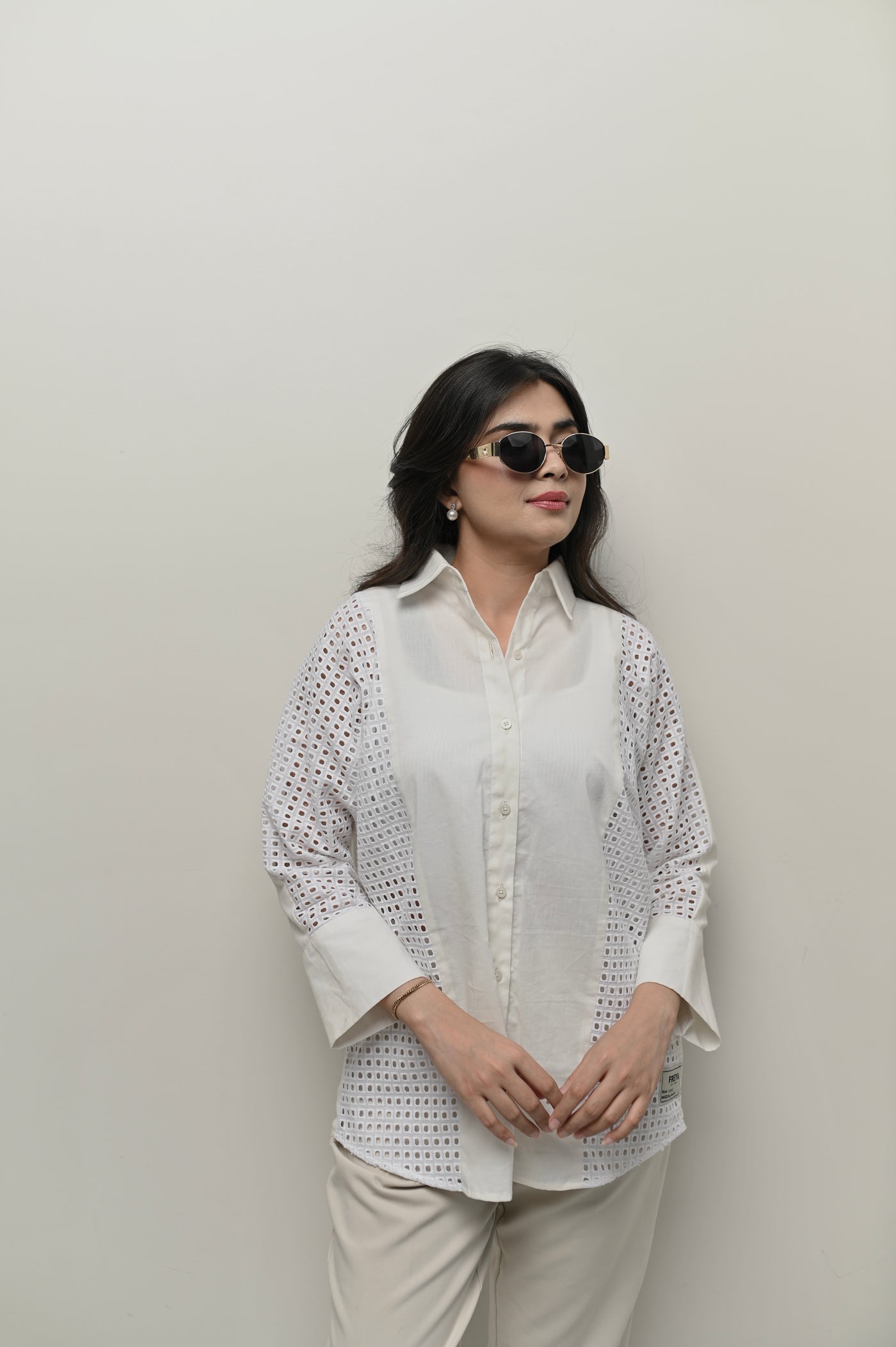 Half & Half Schiffli Button Down