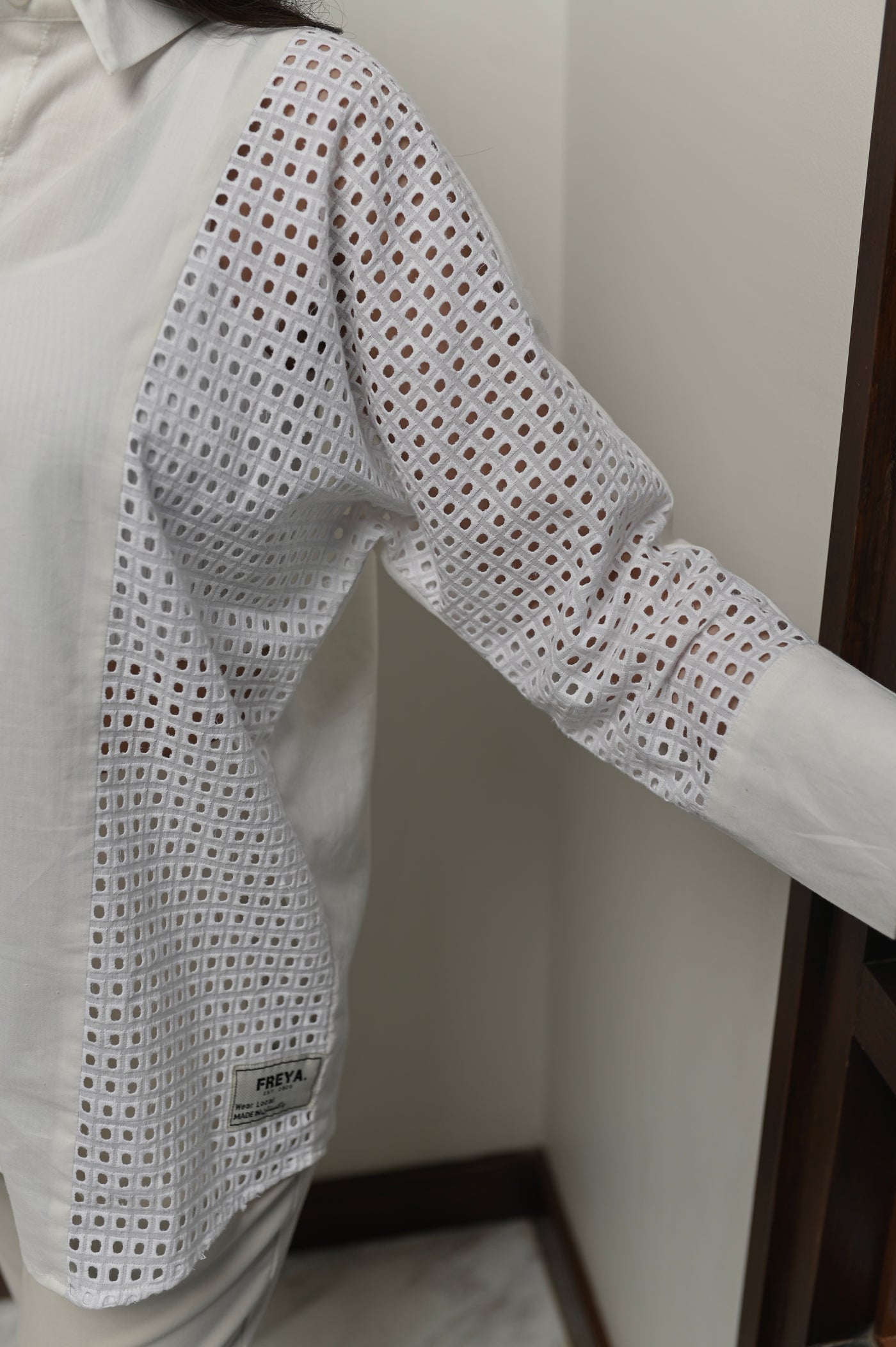 Half & Half Schiffli Button Down