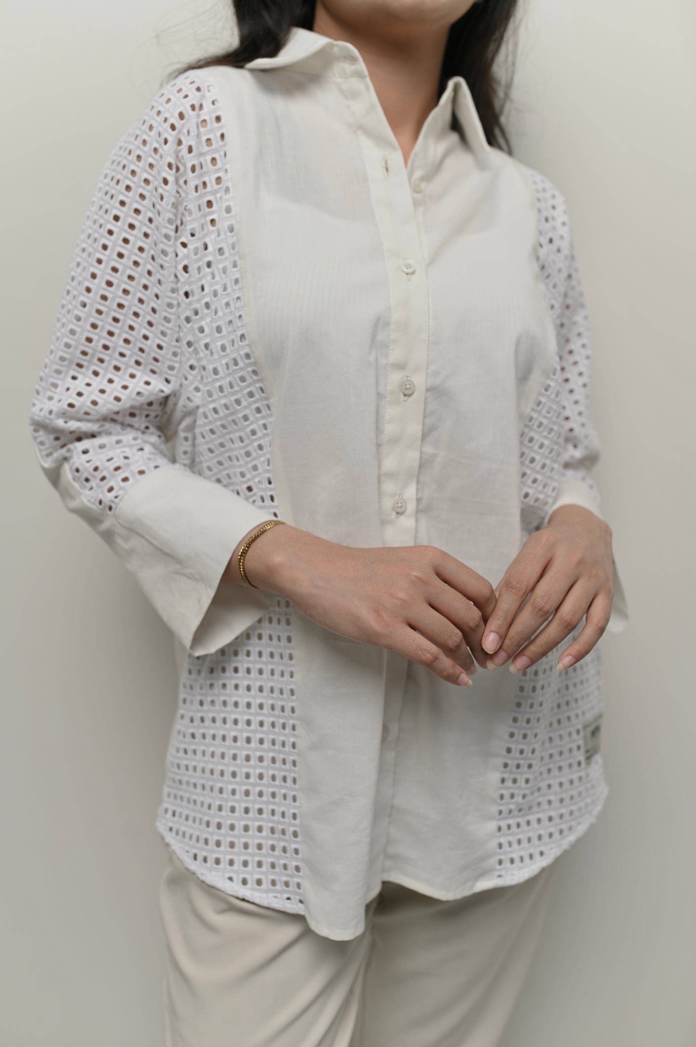 Half & Half Schiffli Button Down