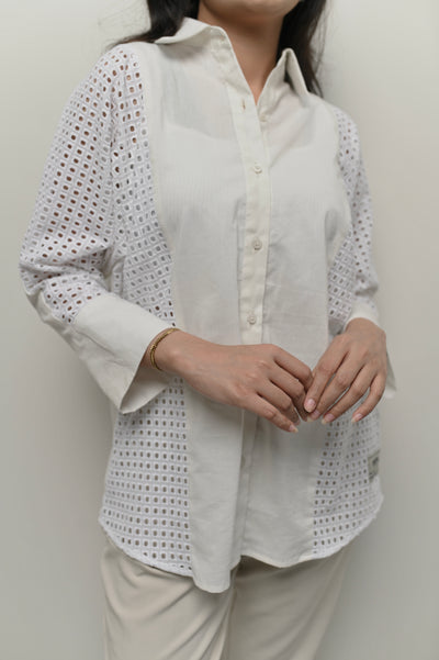 Half & Half Schiffli Button Down