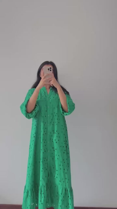 Green Schiffli Dress